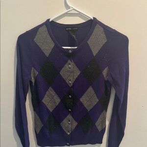 New York & Company Purple and Gray Cardigan Sweater